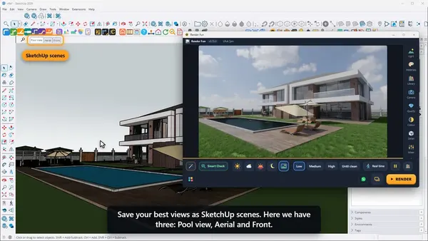 SketchUp scenes used as render cameras in Render Fun