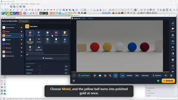 Turning a plain colour into polished gold in the Render Fun Material Editor