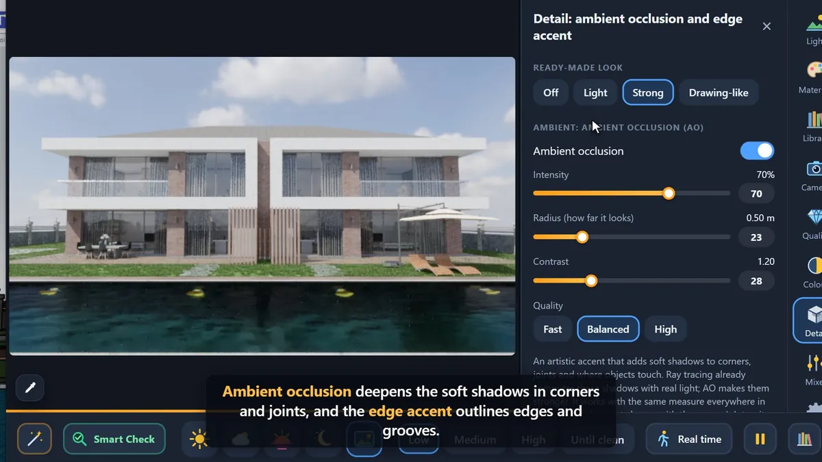 The Detail panel with ambient occlusion and edge accent