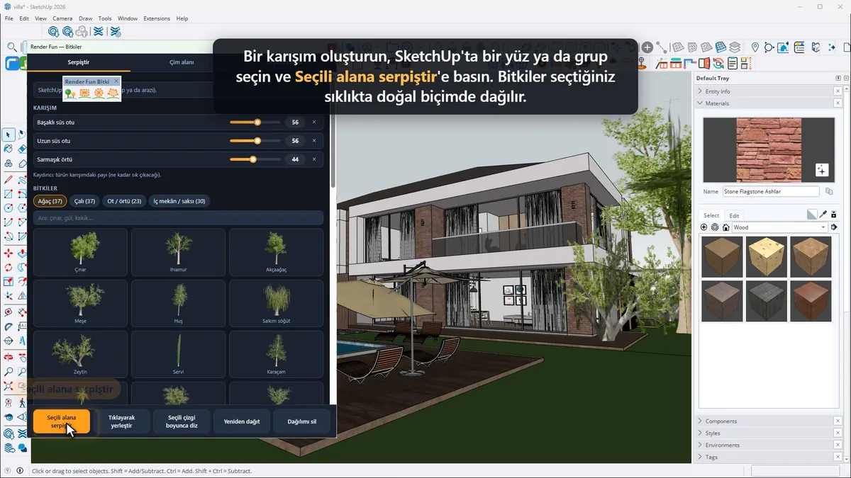 Render Fun’da bir bahçeye bitki serpiştirmek