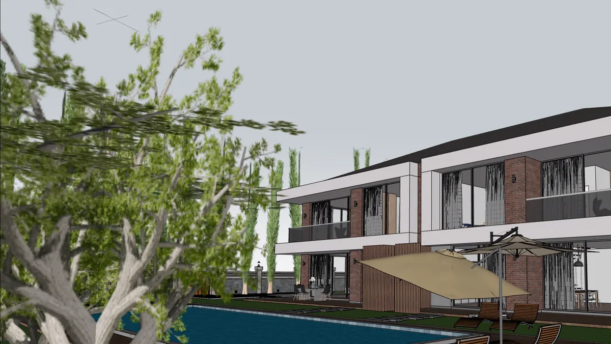 Önce: villa, mimarın SketchUp’ta modellediği hâliyle